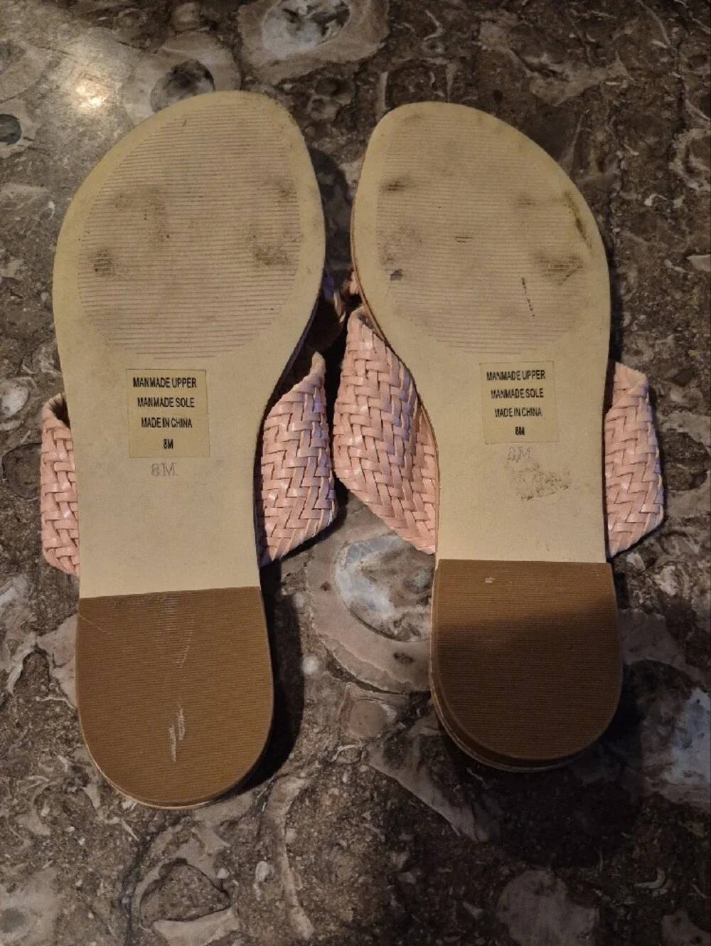 LOFT Blush Pink/ Blush Woven Crossover Slide Sandals EUC SZ 8